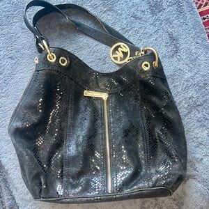 Michael Kors Black Suede Leather Medium-sized Shoulder Bag